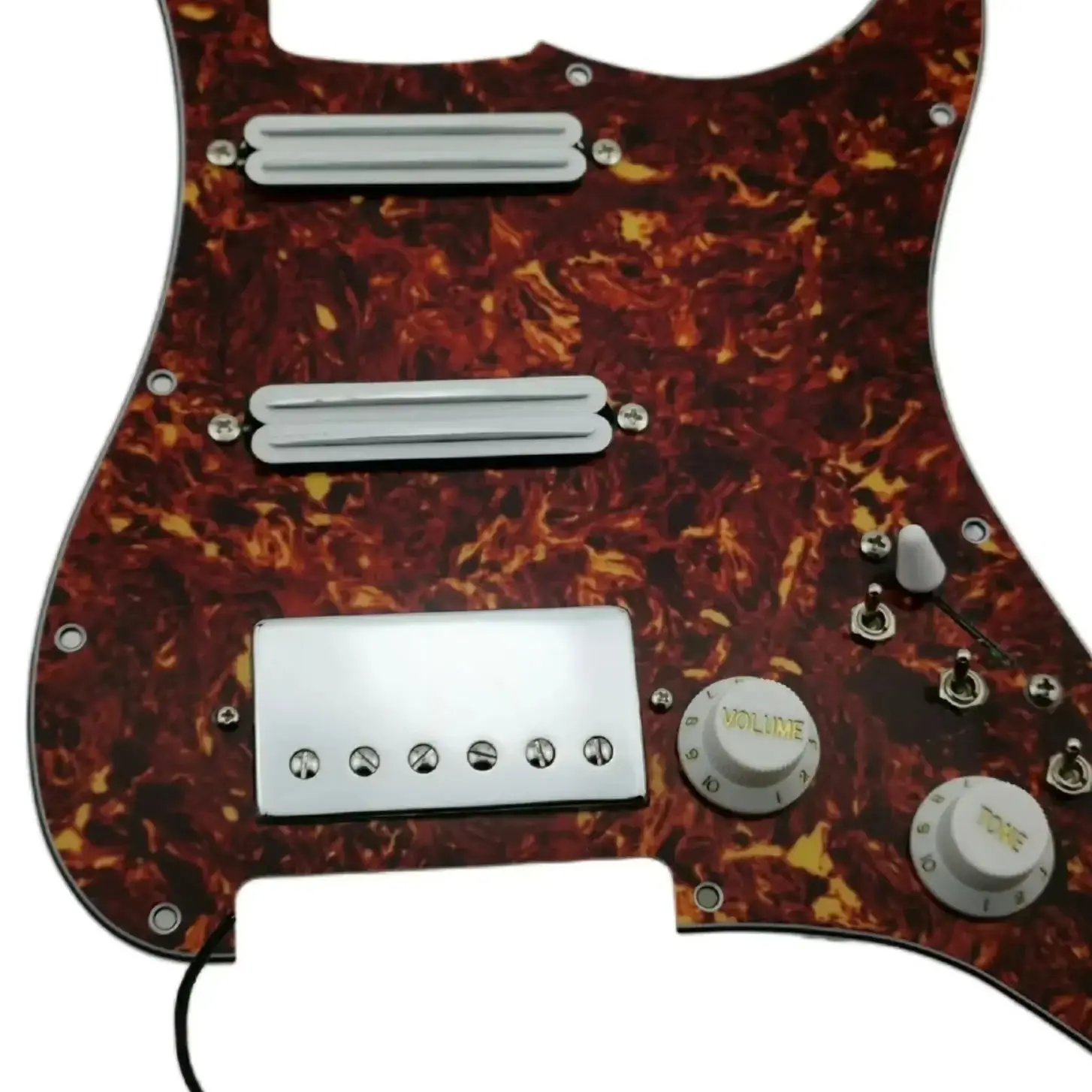 HSS Loaded Prewired Guitar Pickguard with Alnico 5 Humbucker Pickups, Tortoise Shell St-Style Pickguard with Push-Pull Wiring