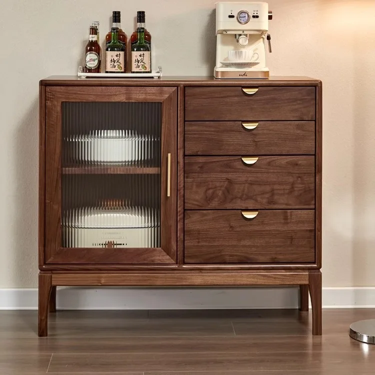 Black walnut side cabinet Modern simple locker Household entrance tea cabinet