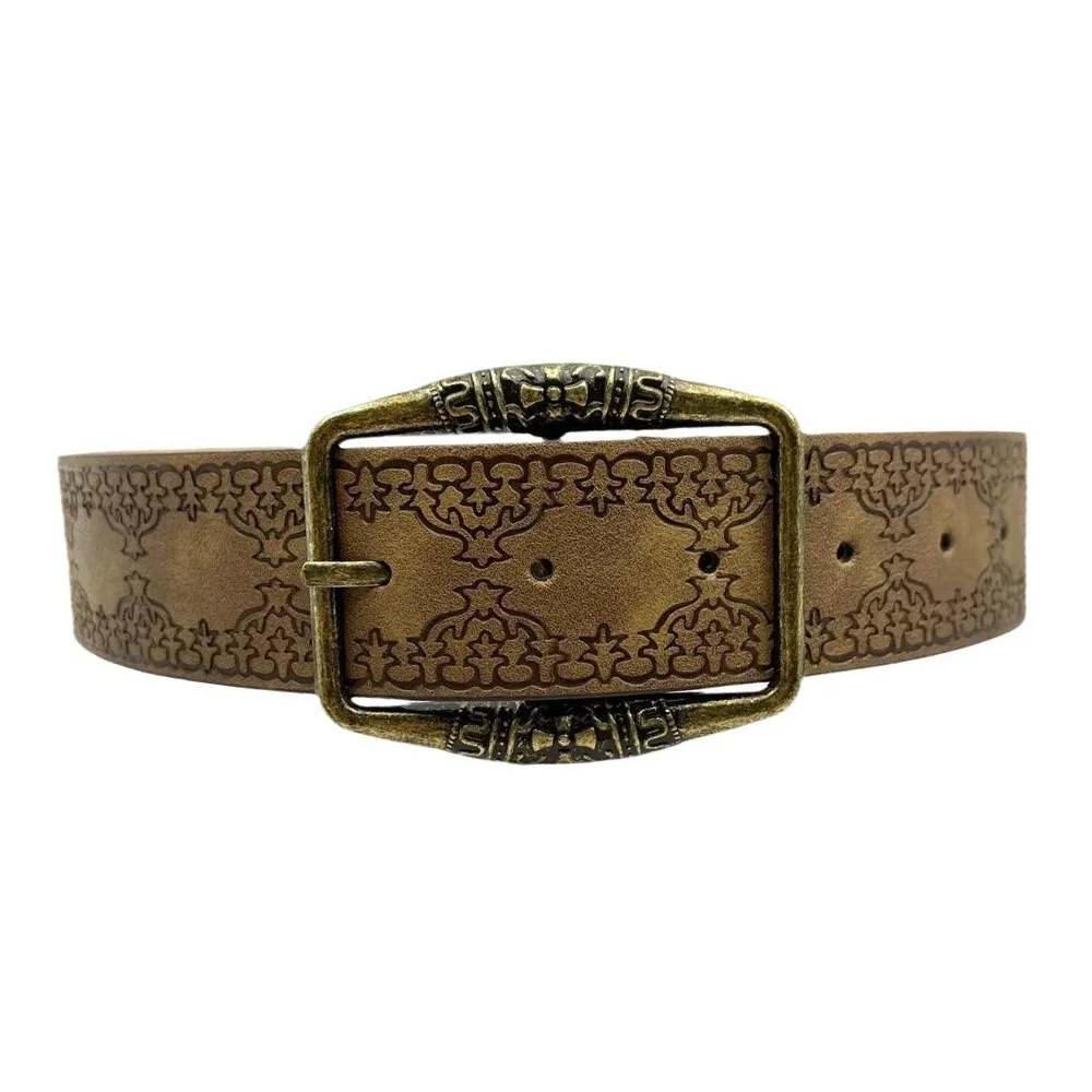 Fashion Y2K Retro Belt National Wind Senior Sense Brown Jeans Belt PU Wide Pin Buckle Waistband