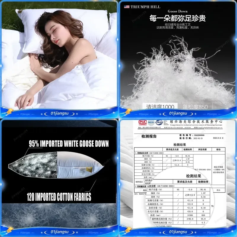 Custom Size 100 Percent White Goose Down Pillow Core Hotel Quality Cervical Support Orthopedic Sleeping Aid Soft Breathable