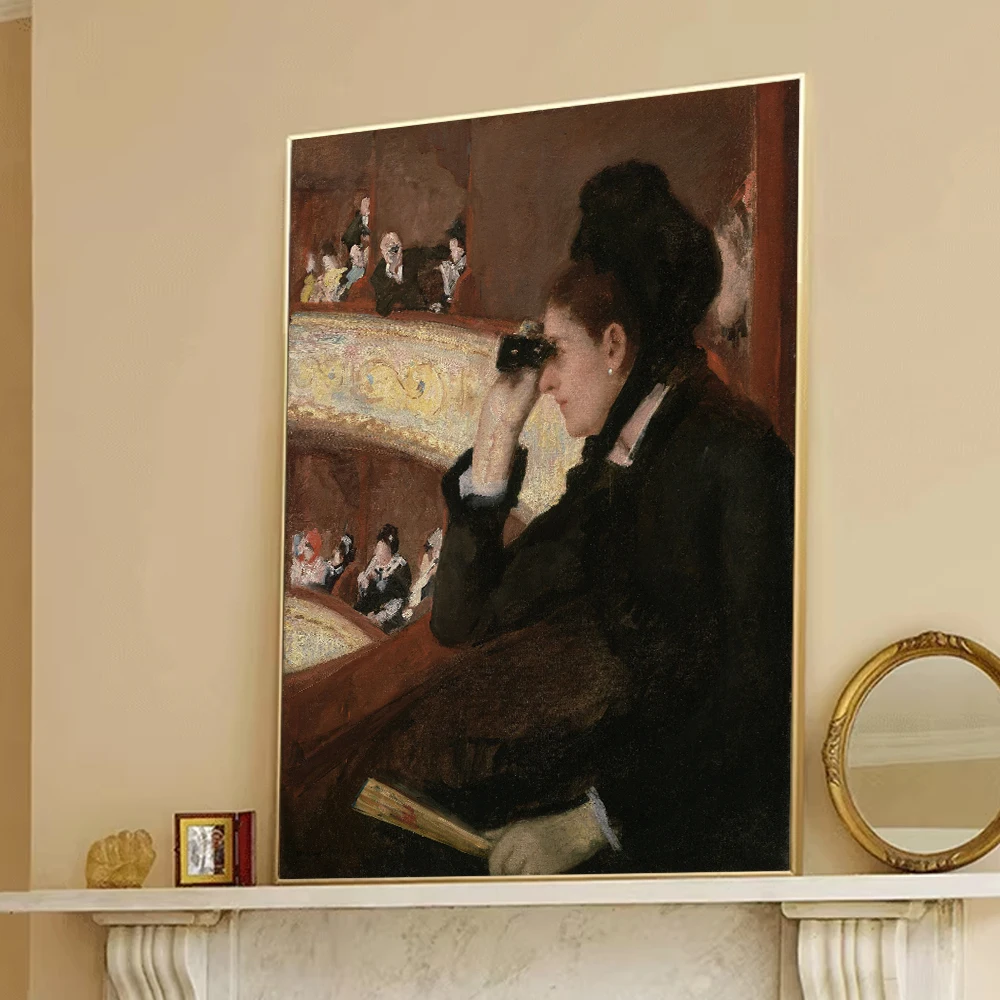 Canvas Print Painting The Woman With The Binoculars In The Stands Retro Art Living Room Bedroom Porch Bedside Home Wall Decor