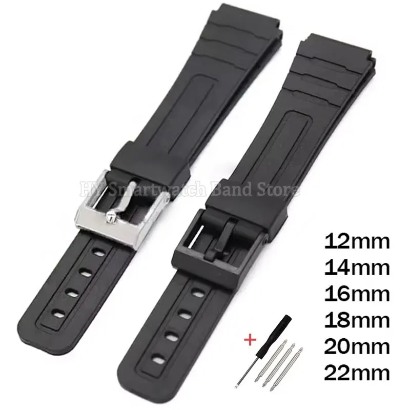 12mm 14mm 16mm 18mm 20mm 22mm Silicone Watch Strap for Casio Strap Waterproof Rubber Wrist Band Replacement Men Women Bracelet
