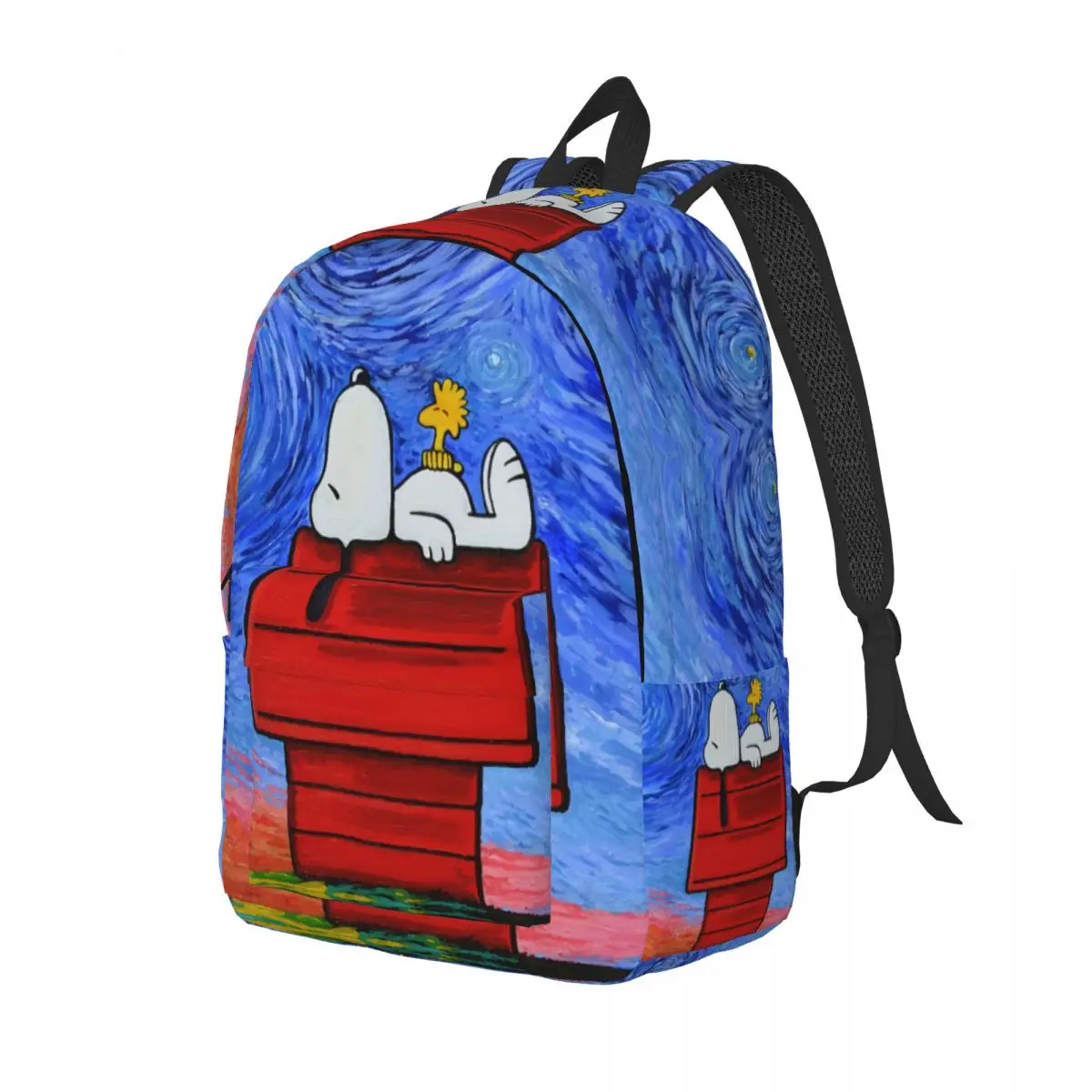 Custom Snoopys And Woodstock Of Peanuts Canvas Backpack Men Women Casual Bookbag for College School Movie Bags