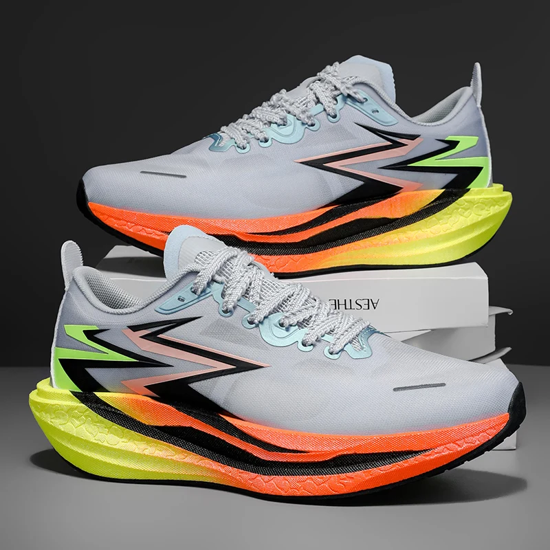

Mens Running Shoes Breathable Mesh Outdoor Anti-Slip Cushioning Marathon Training Shoes Original Trendy Flat Sneakers Man