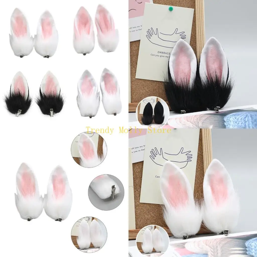 N5KB 코스프레 토끼 귀 오리 빌 헤어 클립 애니메이션 헤어 핀 헤드 드레스 고딕 헤어 클립