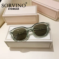 Fashion Green Frame Yellow Lens Square Sunglasses Women 2024 Brand Design Vintage Rivets Rectangle Sun Glasses Men Moscot Shades