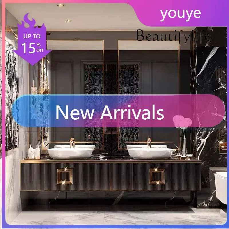

N Y Toilet light luxury French bathroom cabinet rock slab bathroom cabinet washstand washbasin oak combination