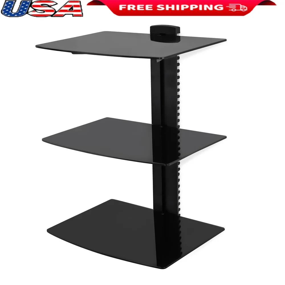 

3 Shelf Tempered Glass Multimedia Mount Media Players Soundbars DVD Receivers with Cable Management Space Saving Design
