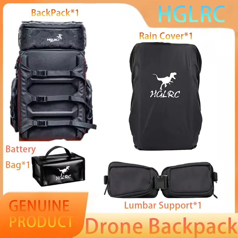 

HGLRC FPV Backpack 360X260X530mm Waterproof Splash-Proof Fabric for RC FPV Freestyle Drones Outdoor Bag Send Two Accessory Kits