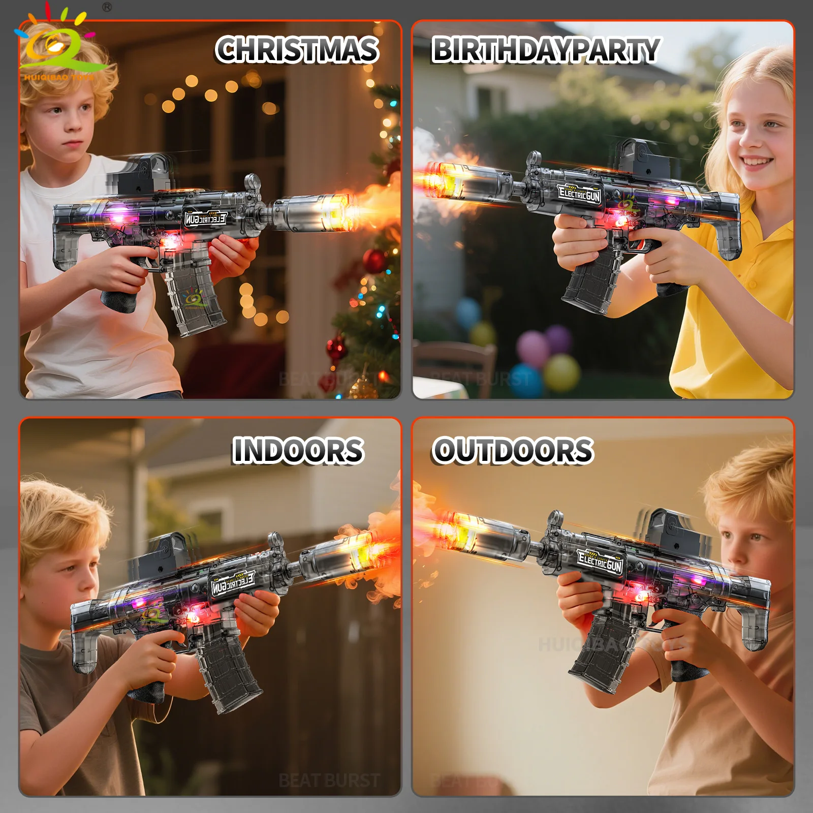 MP5 Interlocking Electric Spray Light & Sound Toy Gun Light-Up Vibrating Barrel Submachine Gun Adult & Child Toy Boy's Gift