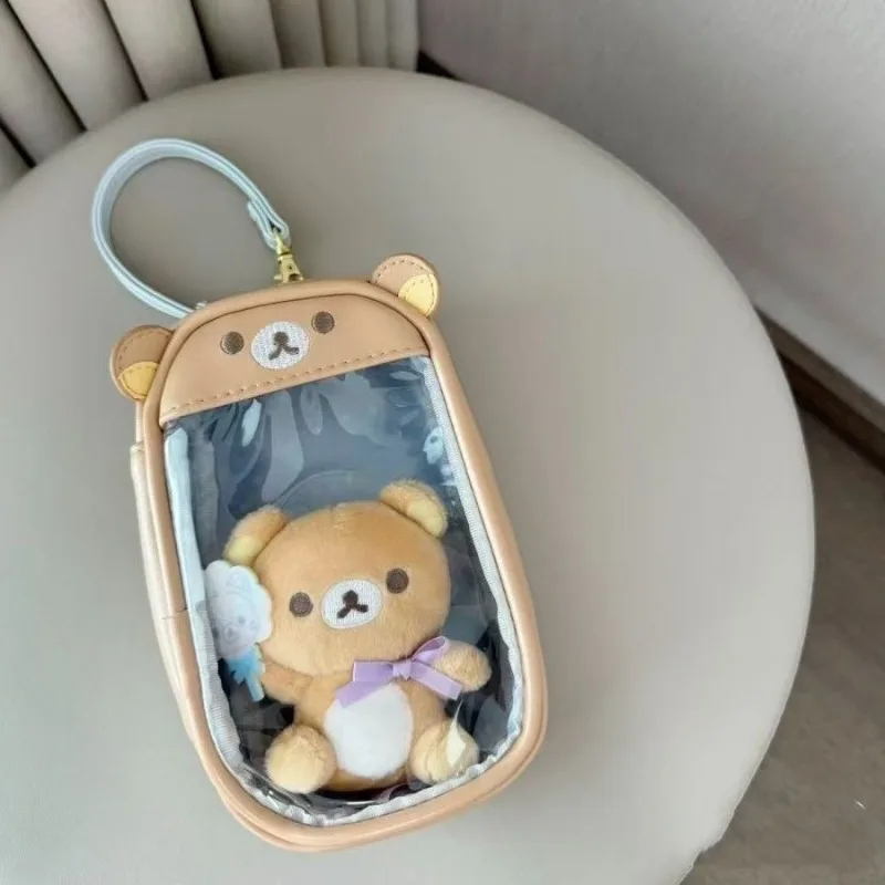 جديد ريترو شفاف Rilakkuma أفخم دمية الألم حقيبة الهاتف المحمول حقيبة التخزين المحمولة حقيبة متعددة الوظائف قلادة الديكور