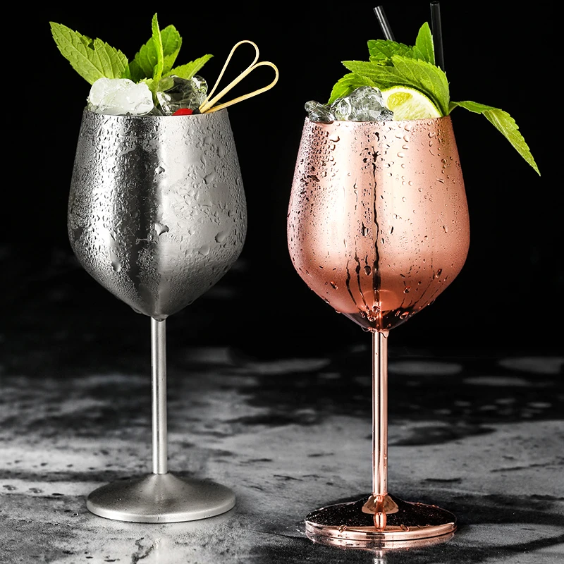 Weingläser Edelstahl 18/8 Metall Weinglas Bar Weinglas Champagner Cocktail Trinkbecher Charms Partyzubehör