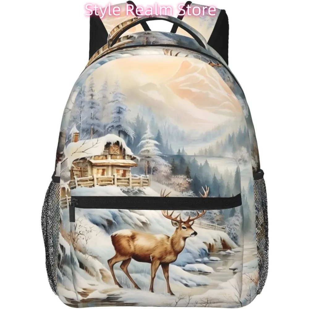 

laptop bag back to school Cute Cartoon Deer Lightweight Laptop Backpack Lightweight Multipurpose Travel Casual Daypack Unisex Co