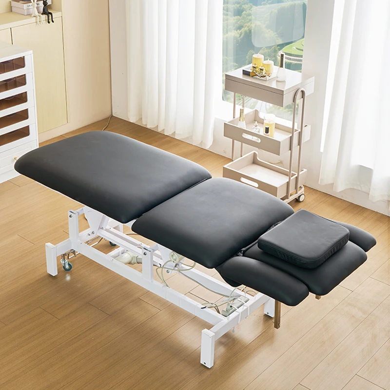 Electric Height Adjustable Beauty Bed, 3-Section Folding Massage Table, Professional Electric Lift Spa Lash Bed, Salon Furniture