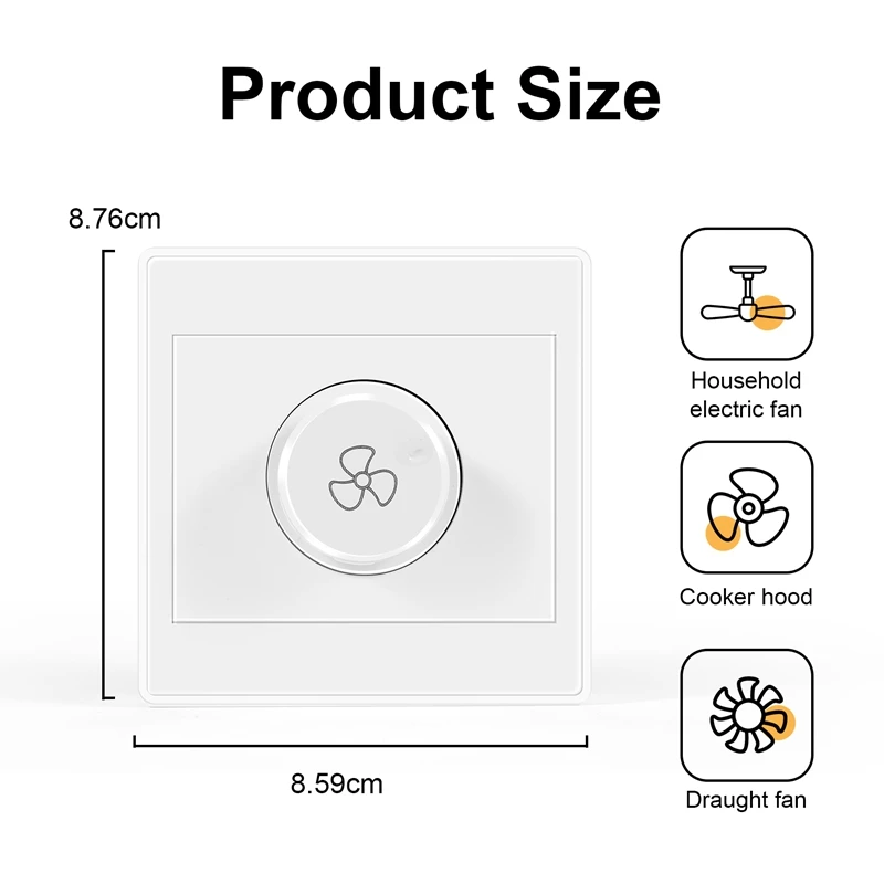 ABGR-2Pcs Потолочный вентилятор Бесступенчатый регулятор скорости Накладной переключатель скорости вентилятора
