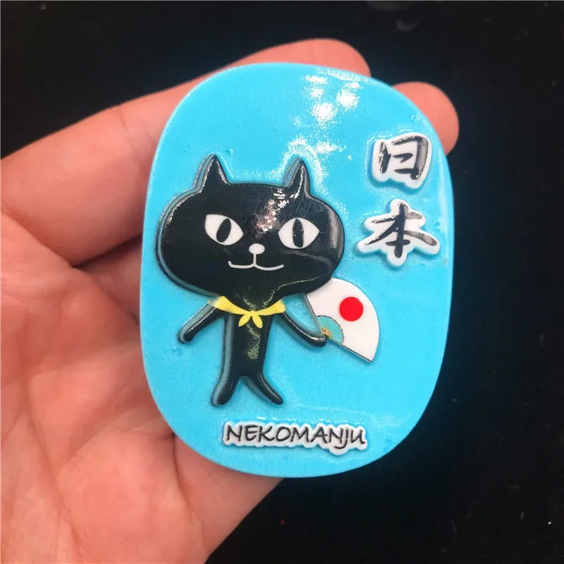 Nekomanju KYOTO NEKOPARA Maiko Japanese Kimono Mount Fuji NINJA BLACK CAT Japan Fridge Magnet Souvenir Business Gift Ideas