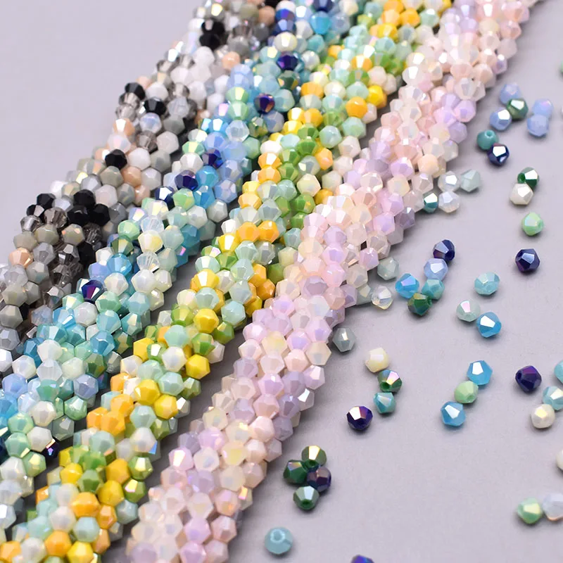 4mm 200pcs/bag Mixed-Color Bicone Crystal Glass Beads Loose Spacer Beads Austria Faceted Crystal Beads For Jewelry Making DIY