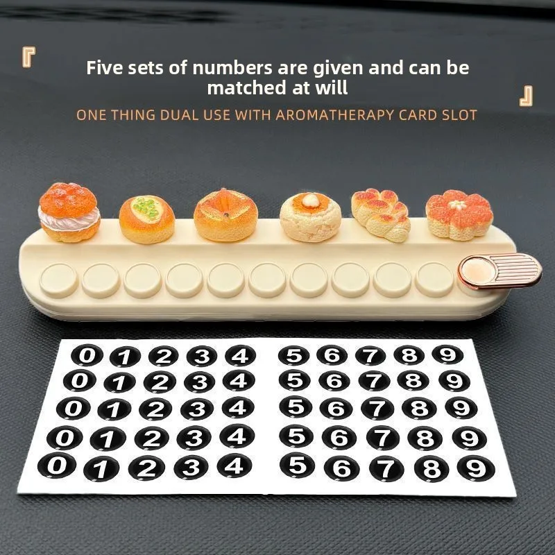 2025 ديكور داخلي جديد للسيارة لطيف الخبز نمط وقوف السيارات رقم الهاتف لوحة اكسسوارات السيارات