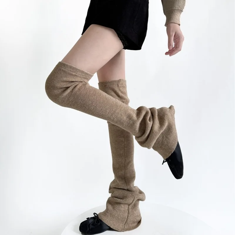 Womens Autumn Winter JK Lolita Style Flared Leg Warmers Harajuku Y2K Cosplay Accessories Knee High Boots Long Socks Legwarmers