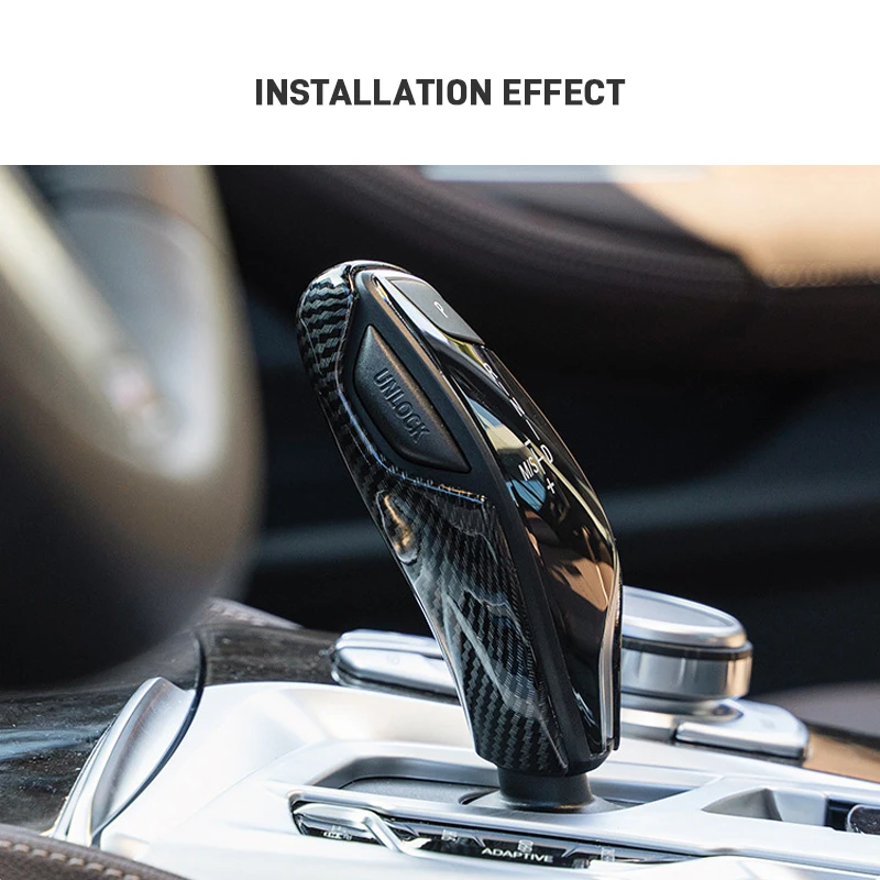 حقيقي ألياف الكربون سيارة والعتاد التحول المقبض غطاء رأس ملصق الكسوة لسيارات BMW 5 6 7 سلسلة GT X3 X4 G30 G38 GT G32 G11 G12 G01 G02 G08