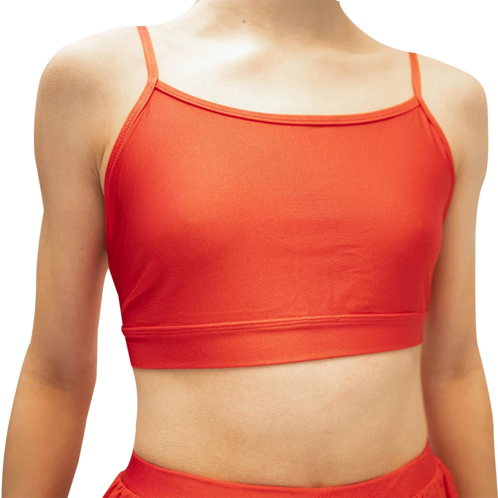 สีแดง2ชิ้น Lyrical Dance ชุด Camisole Crop Top ชีฟองกระโปรงเครื่องแต่งกายสุภาพสตรีหญิง Dancewear