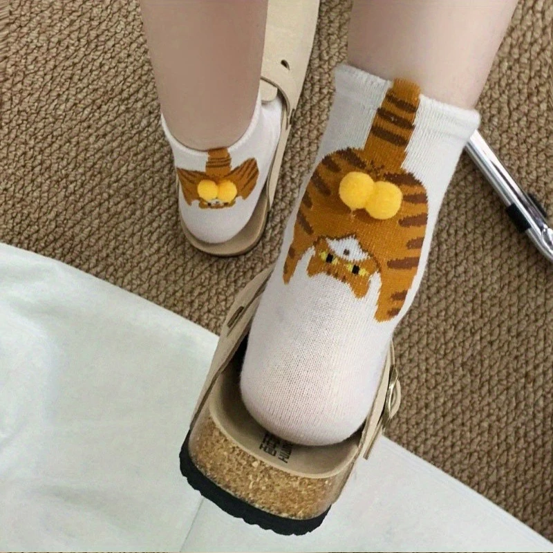Kaos Kaki Lucu Wanita Musim Dingin Kaos Kaki 3D Bentuk Pantat Kucing Imut Kaos Kaki Setengah Betis Abstrak Kartun Unik Kaos Kaki Kapas Bentuk Telur Kucing Hadiah untuk Pasangan Pecinta Kucing