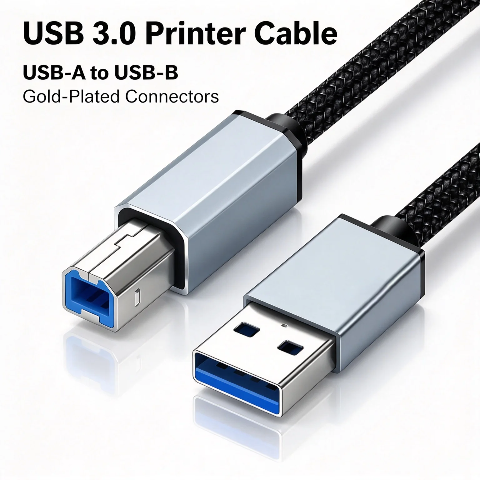 Type-C/USB-A to USB-B 2.0 Printer Connection Cable, Private Mold Aluminum Shell Braided Cable for Laptop, Printer, Digital Piano