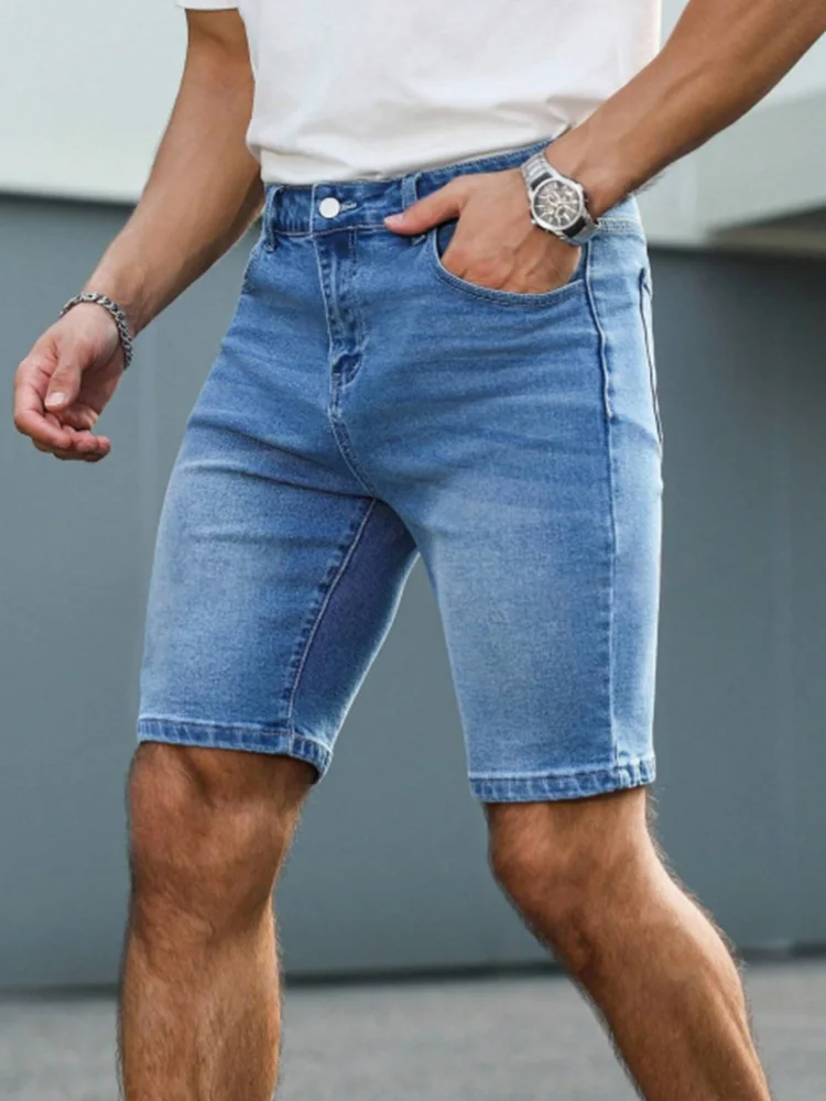 

Men's Slim Straight Fit Washed Stretch Denim 5-Inch Shorts