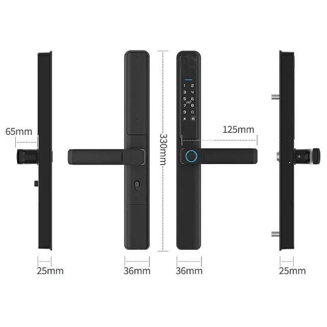 004 ANG Aluminum IP66  Waterproof Tuya Wifi Digital Lock Electronic Smart Door Lock for Sliding Glass Door