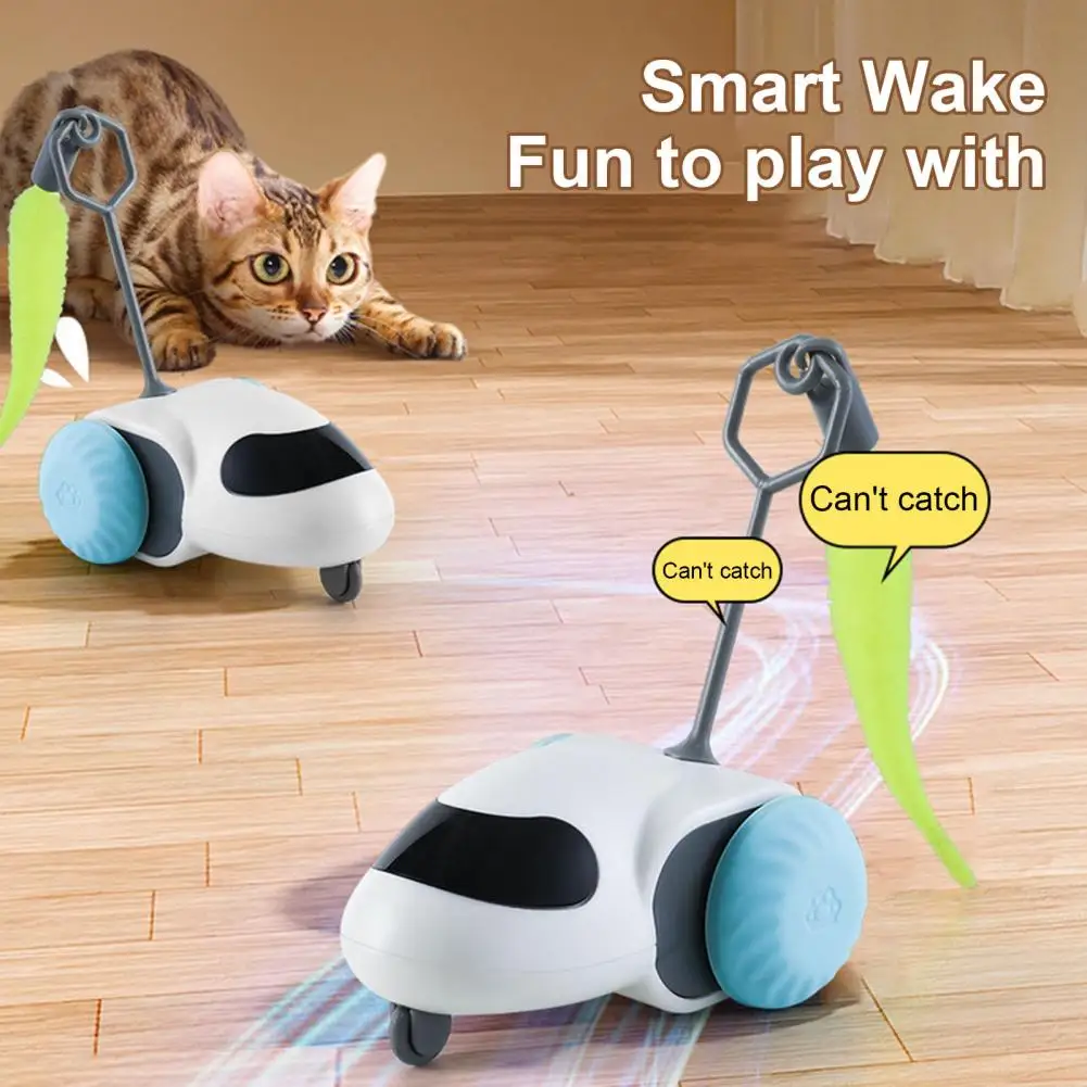 Turbo Tail Cat Teaser Automatic Moving Mouse Cat Toy Electric Interactive Turbo Tail Cat Toy with Feather for Indoor Cats