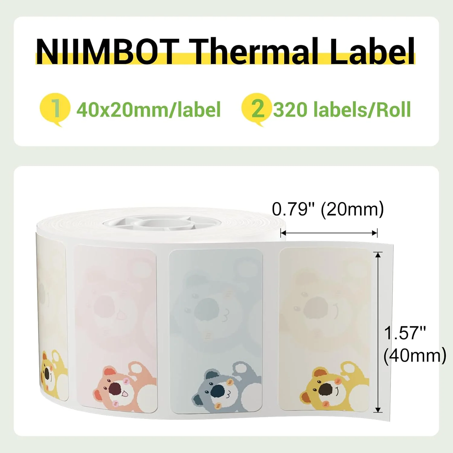 NIIMBOT B21 B1 Mini Portable Printer 1 Roll Waterproof Color Sticker Self-adhesive Cartoon Pattern Tag Paper For B1/B21/B203/B3S