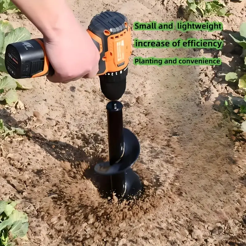 

Heavy-Duty Metal Spiral Earth Drill for Planting - 3/8" Hex Drive Solid Shaft Black Hole-Boring Drill Bit, High-Efficiency Garde