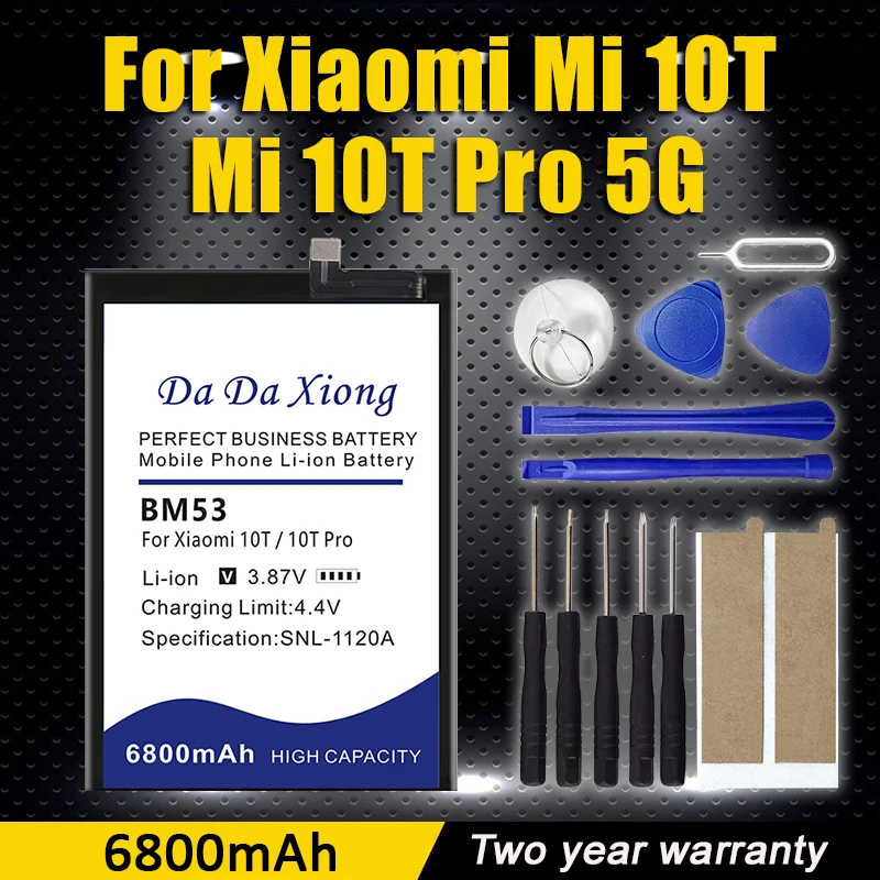 

2025 Years 100% NEW Battery BM53 For Xiaomi Mi 10T 10TPro MI10T 6800mAh High Qulity Phone Battery Batteries Bateria