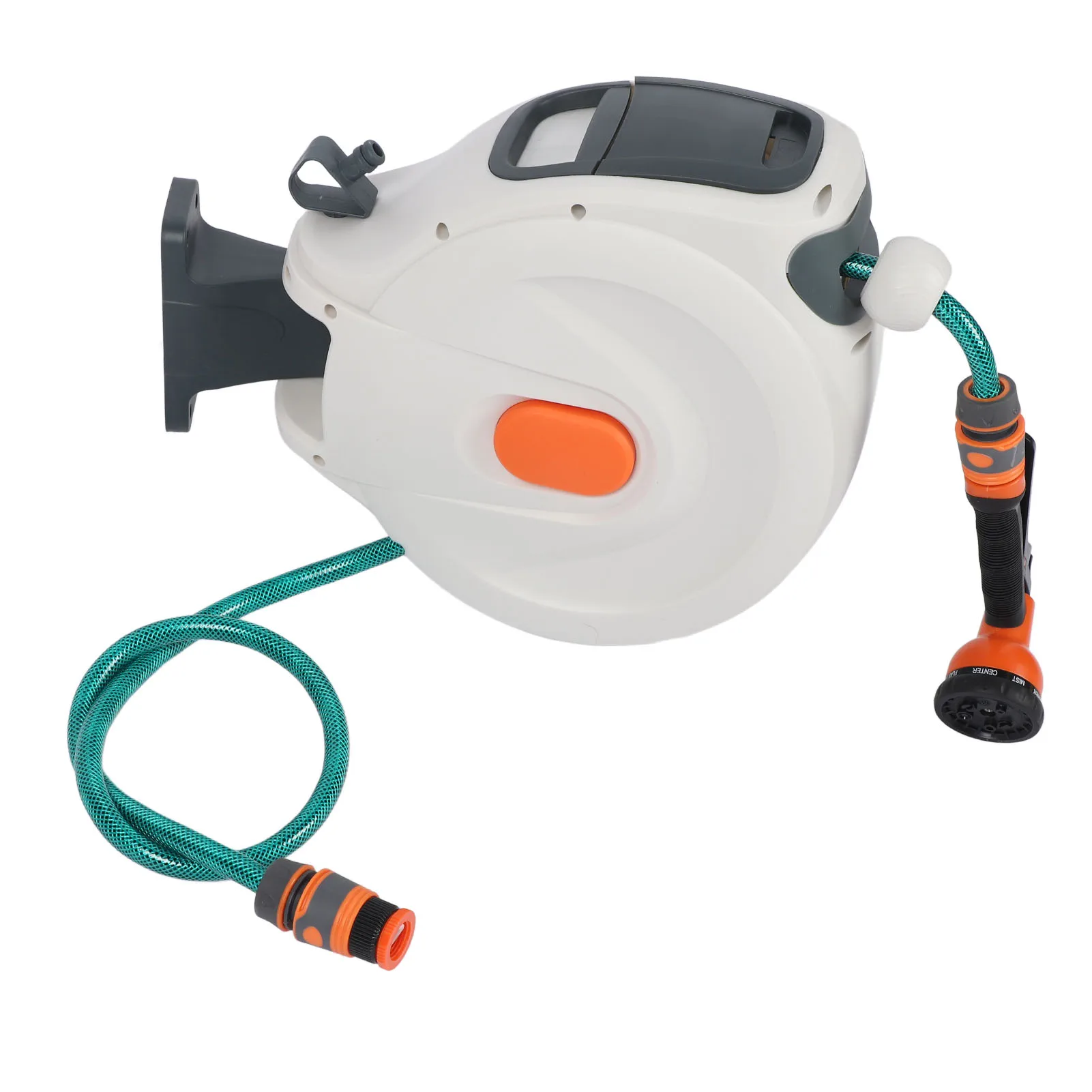 Retractable Garden Hose Reel Any Length Lock Automatic Retractable Hose Reel Slow Return ABS with Sprayer Nozzle for Watering