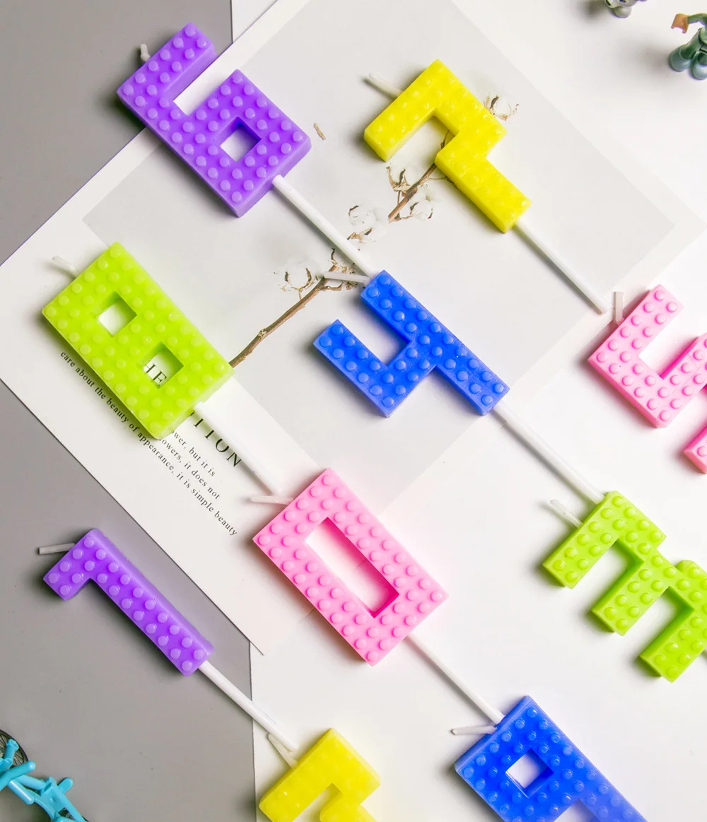 1 Stück bunte Pixel-Block-Digitalkerze für Kuchen und Cupcake-Topper, 0–9 Zahlen, Wunschgradient, Party, Dessert, Tisch, Anzieh – Detail 6