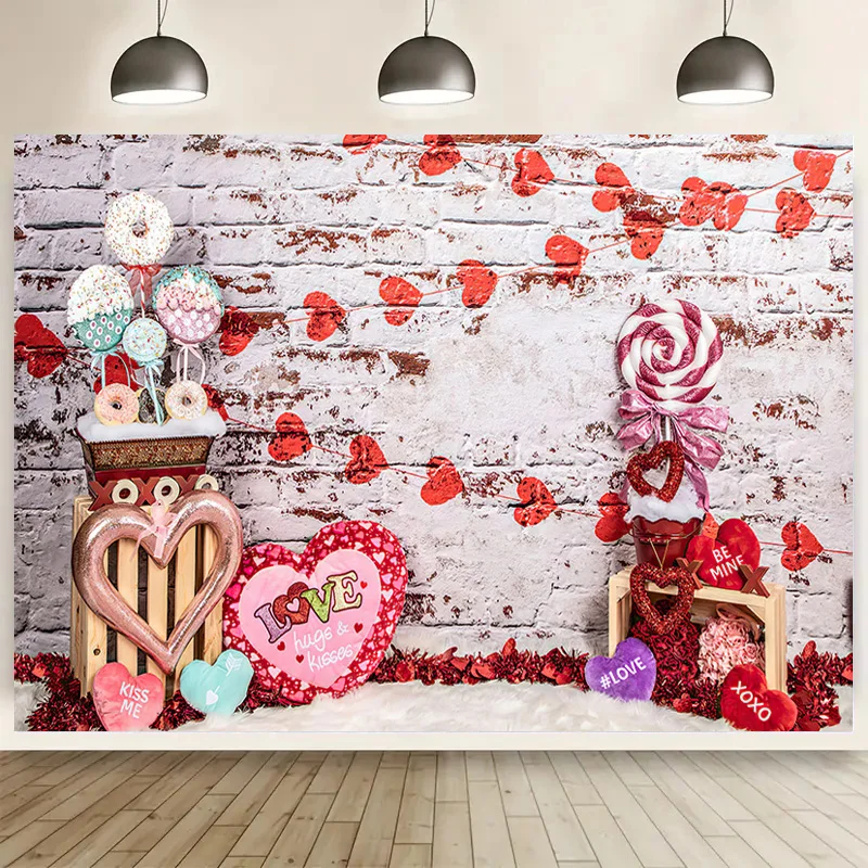 

Romantic Valentine's Day Photography Backdrops Props Red Rose Birthday Love Wedding Love Hearts Photo Studio Background VS-56