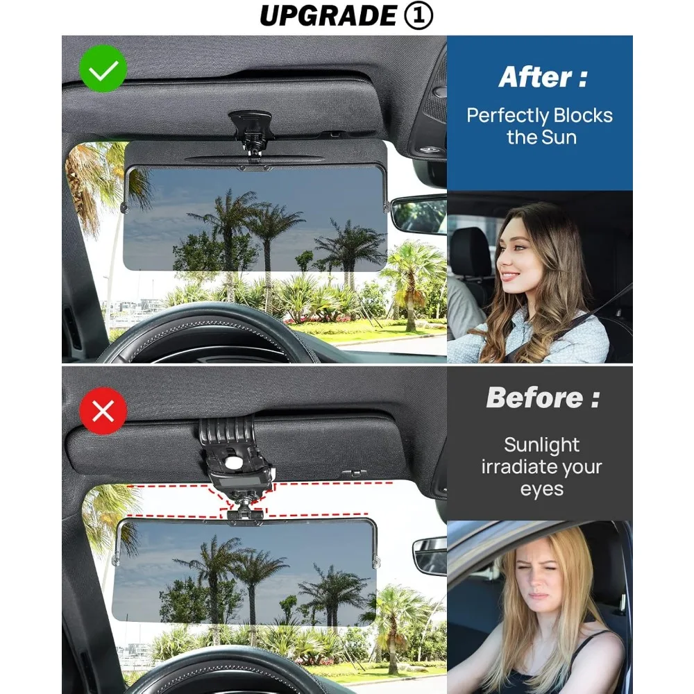 موسع واقي من الشمس للسيارة - حماية عالمية مستقطبة مضادة للوهج من الأشعة فوق البنفسجية 400، سهلة التركيب، وصلة قيادة آمنة للتوهج #2