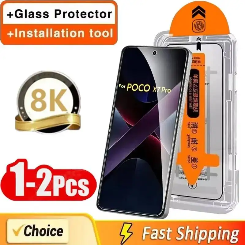 

8K Dust Free Installation Screen Protector For Poco X7 X6 X5 X4 X3 F7 F6 F5 F3 M7 M3 M4 M6 Pro M5s C75 C65 Tempered Glass Film