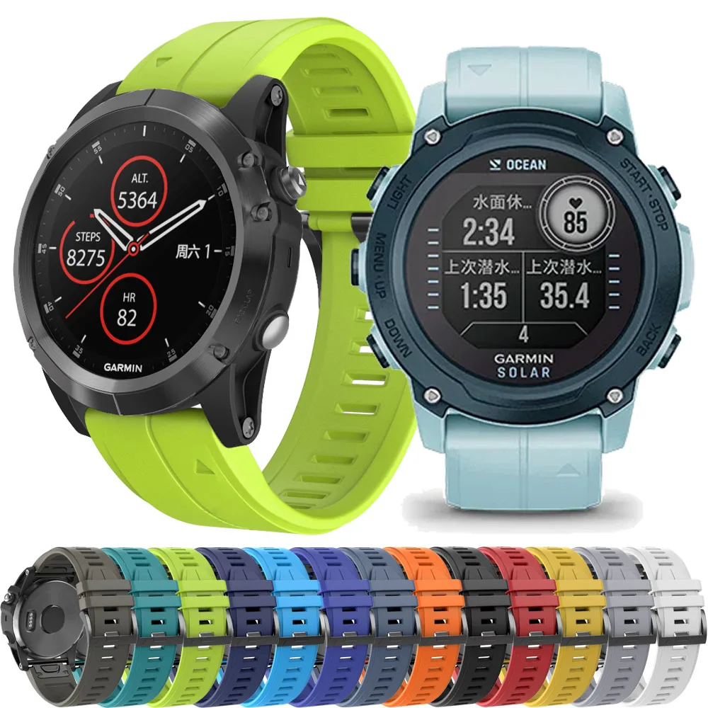 สายนาฬิกาซิลิโคนสำหรับ Garmin S70 S62 Fenix 7 6 5 7X 5X 6X epix Pro Gen 2สืบเชื้อสายมา G1กำไลข้อมือ22/26มม.