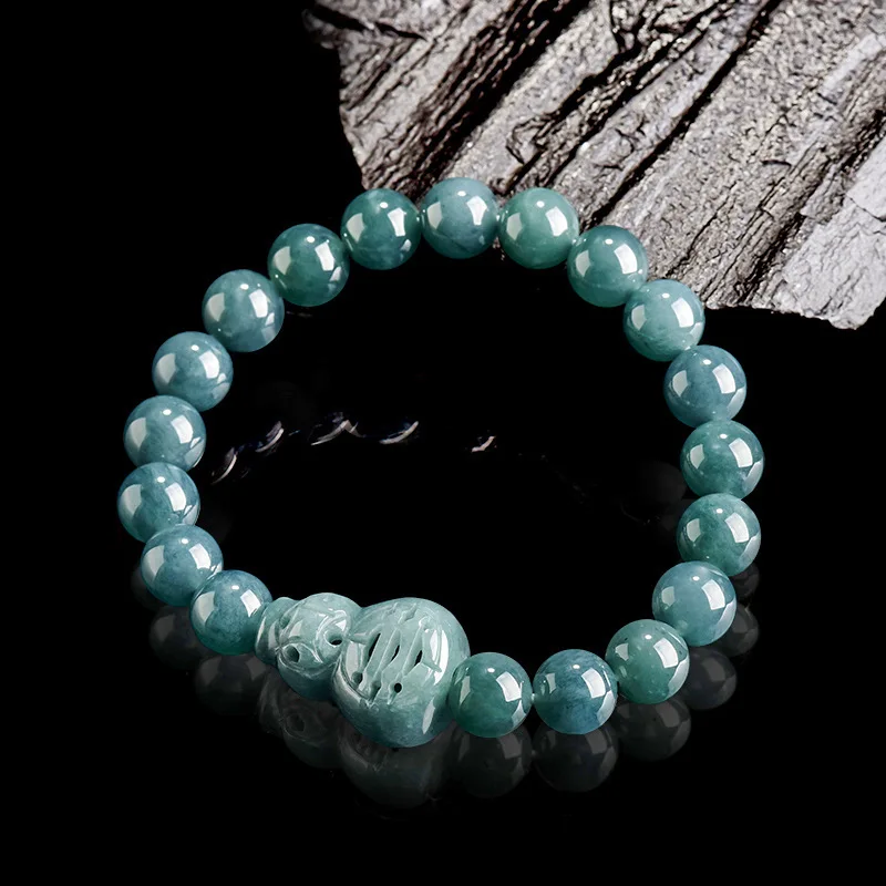 Pulsera de calabaza de jadeíta de Myanmar, regalos para mujer, piedra Vintage de lujo, amuleto de Jade birmano Natural, brazalete de piedras preciosas talladas