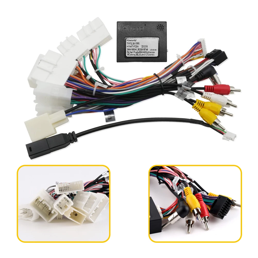 Car Stereo Radio Power Harness Canbus Box Wired Harness Adapter Power Cable Connector for Toyọta Cruiser Prado 2010-2020