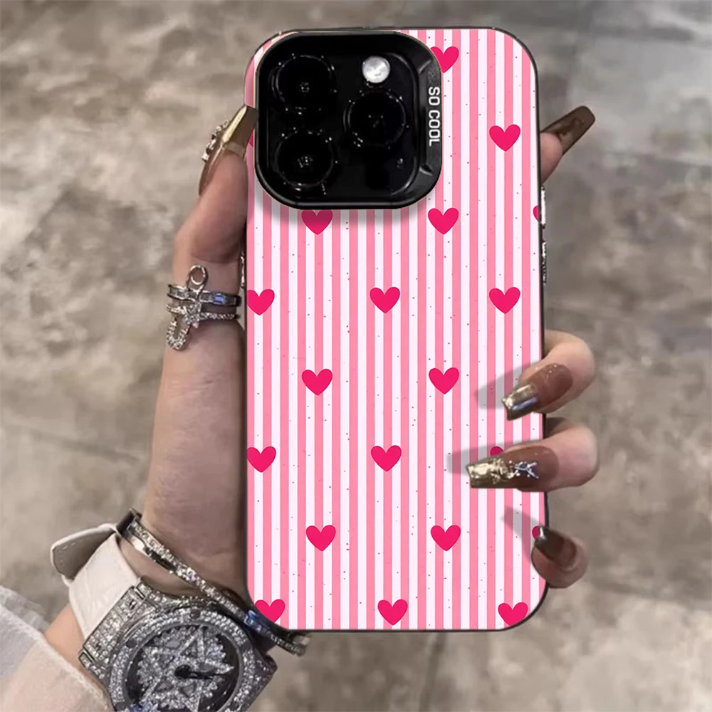 Gestreifte Herzen Luxus-Hülle für iPhone 17 15 16 14 Pro Max Case Plus für iPhone 13 11 12 ProMax XS XR XS 7 8 Plus 16E INS Hüllen – Detail 6
