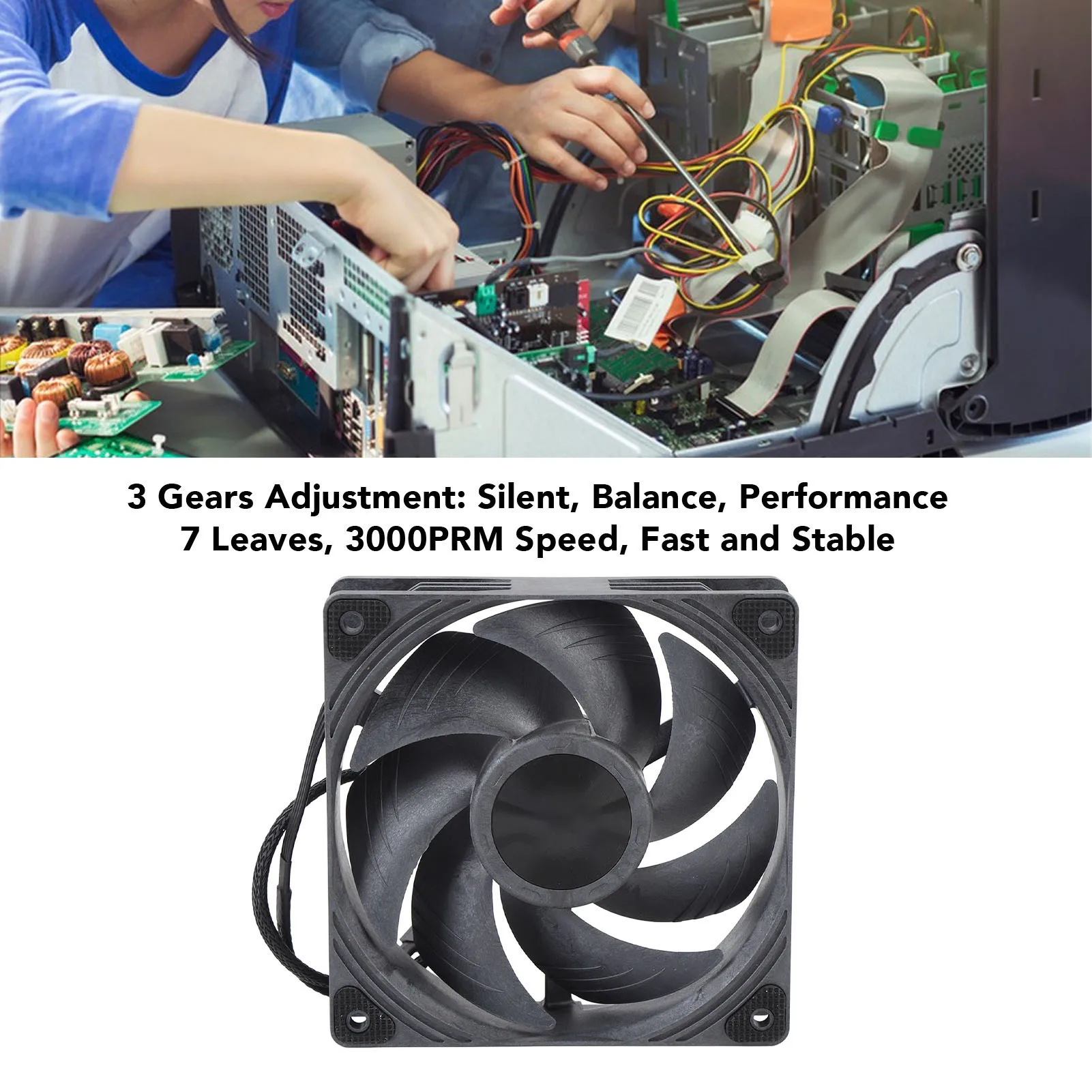 

120mm Case Fan 120mm Case Fan 4 Pin PWM Intelligent Temperature Control Double Ball Bearing 3000RPM Speed PC Case Fan PWM PC Fan