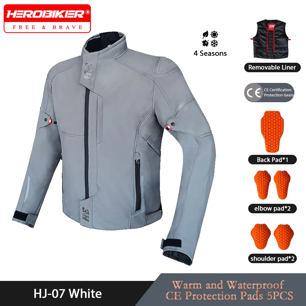 

Men's Motorcycle Jacket Four Seasons Waterproof and Warm Motorbike Jacket Build-in CE-Level 2 Protection Pads Motocross Clothes