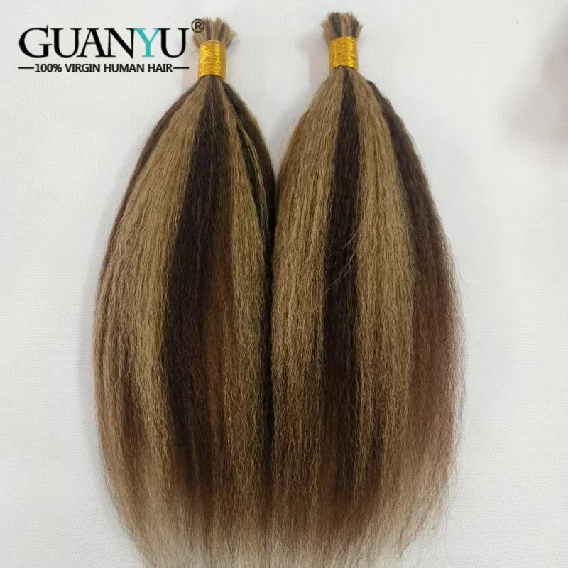 P4/27 Bal Sarışın Kahverengi Vurgulanan Saç Toplu Mikro Örgü Saç Dokuma Kinky Düz İnsan Saç Demetleri Uzantıları 1 Adet