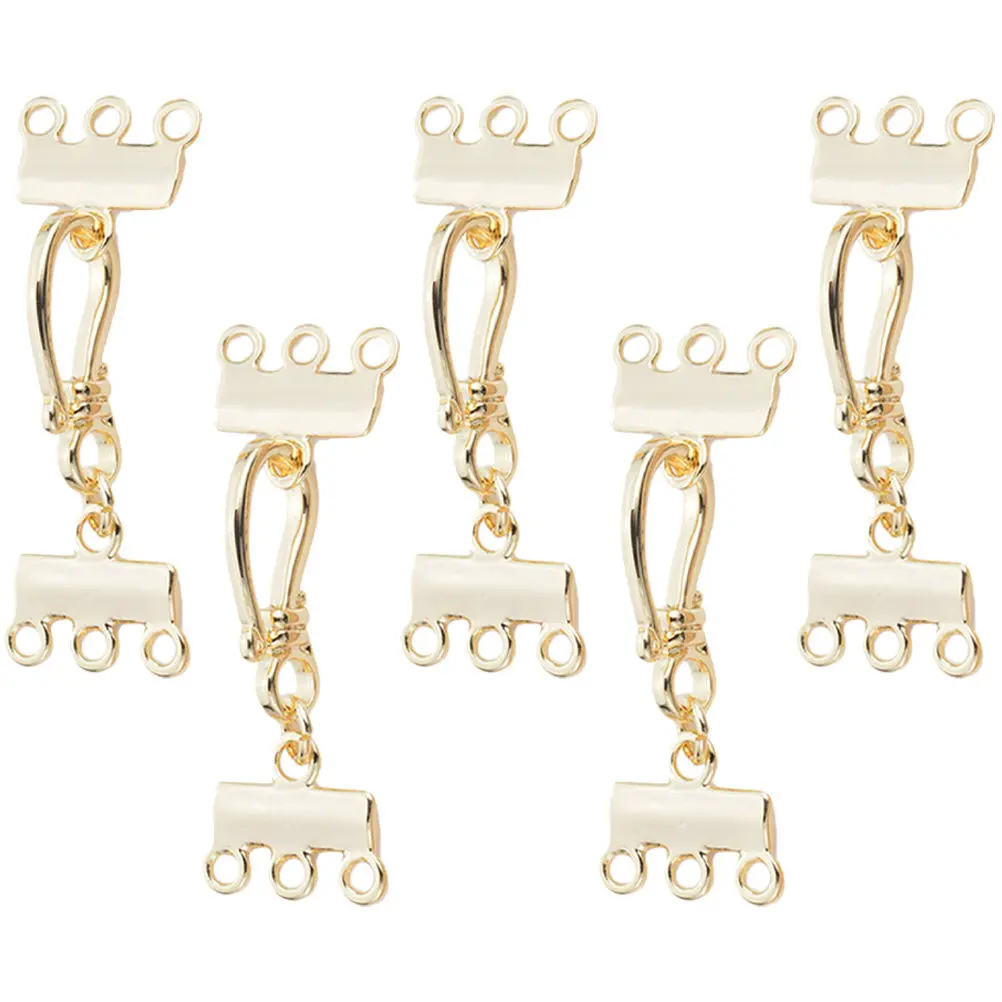5 piezas de cierres de conexión para joyería, de 3 hilos, para accesorios de collar DIY, compactos, resistentes al óxido, ganchos de cierre para pulseras