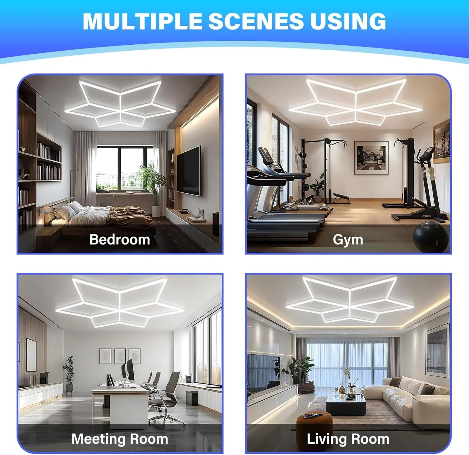 

110-240V Hexagon Lights LED Ceiling Lamp 6500K High Bright Hexagram Garage Light Creative Warehouse Car Shop Exhibition Hall