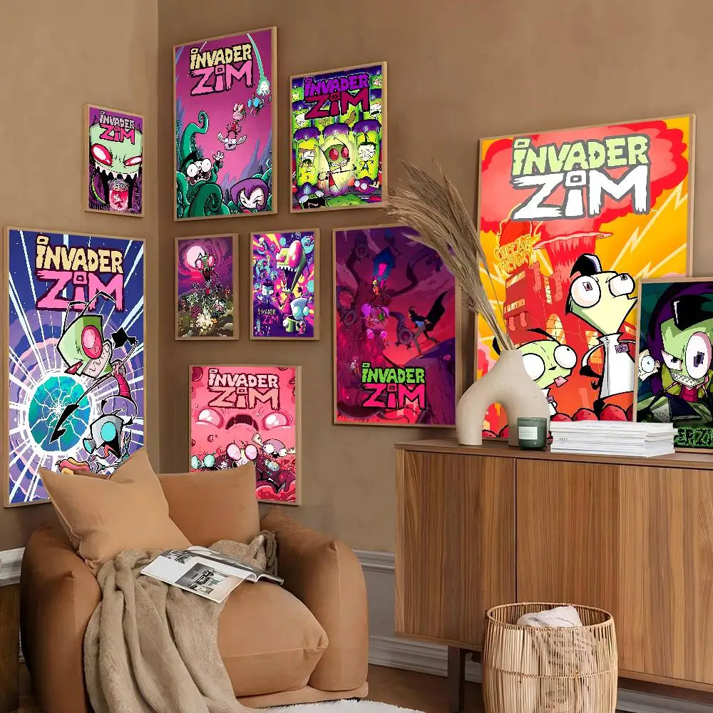 Invader Zim Hippie Rubber Vintage Posters Sticky Vintage Room Home Bar Cafe Decor Kawaii Room Decor