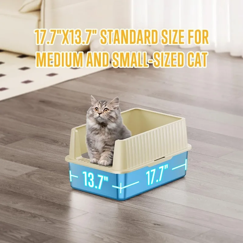 Stainless Steel Litter Box, Kitty Litter Box - High Sided, Small Metal Litter Box for Kittens - Easy to Clean, Leak-Proof,