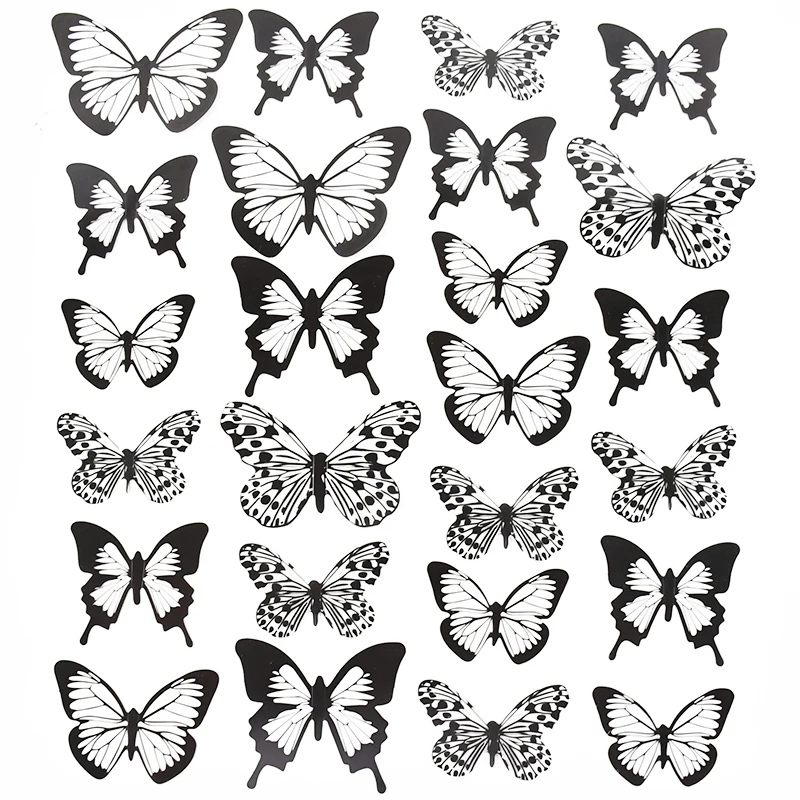 

24pcs/set Black Butterflies 3d Wall Sticker PVC Waterproof Wall Stickers Kids Room Decor Living Room Home Decor Wall Decals